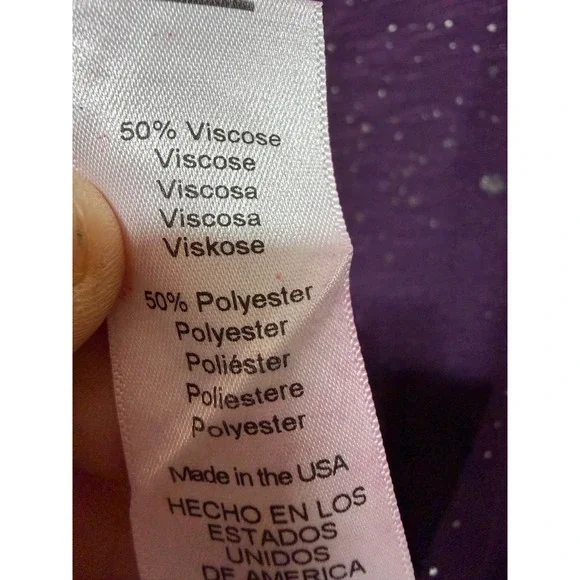 Michael Stars CASSIDY L/S VNECK SPLATTER FOIL NWT Purple Glitter One Size - Picture 6 of 6